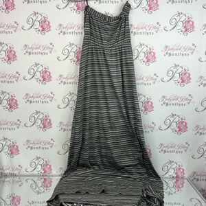Love Stitch dress strapless maxi long style flowy grey and White Striped Skirt